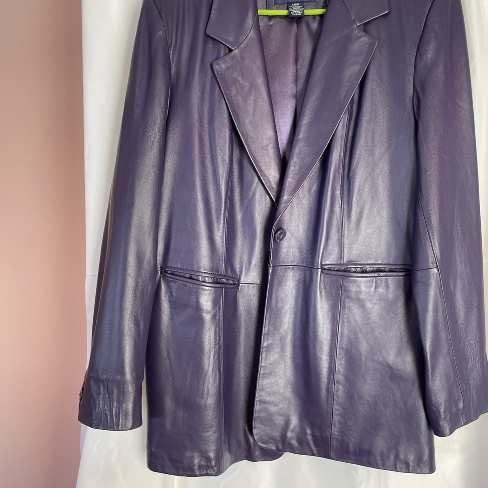 Denim&Co Women's Rich Purple Leather Suit Jacket